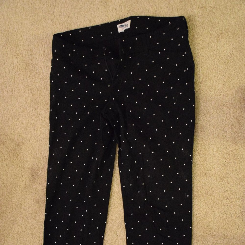 Old Navy Black Pants with White Polkadots